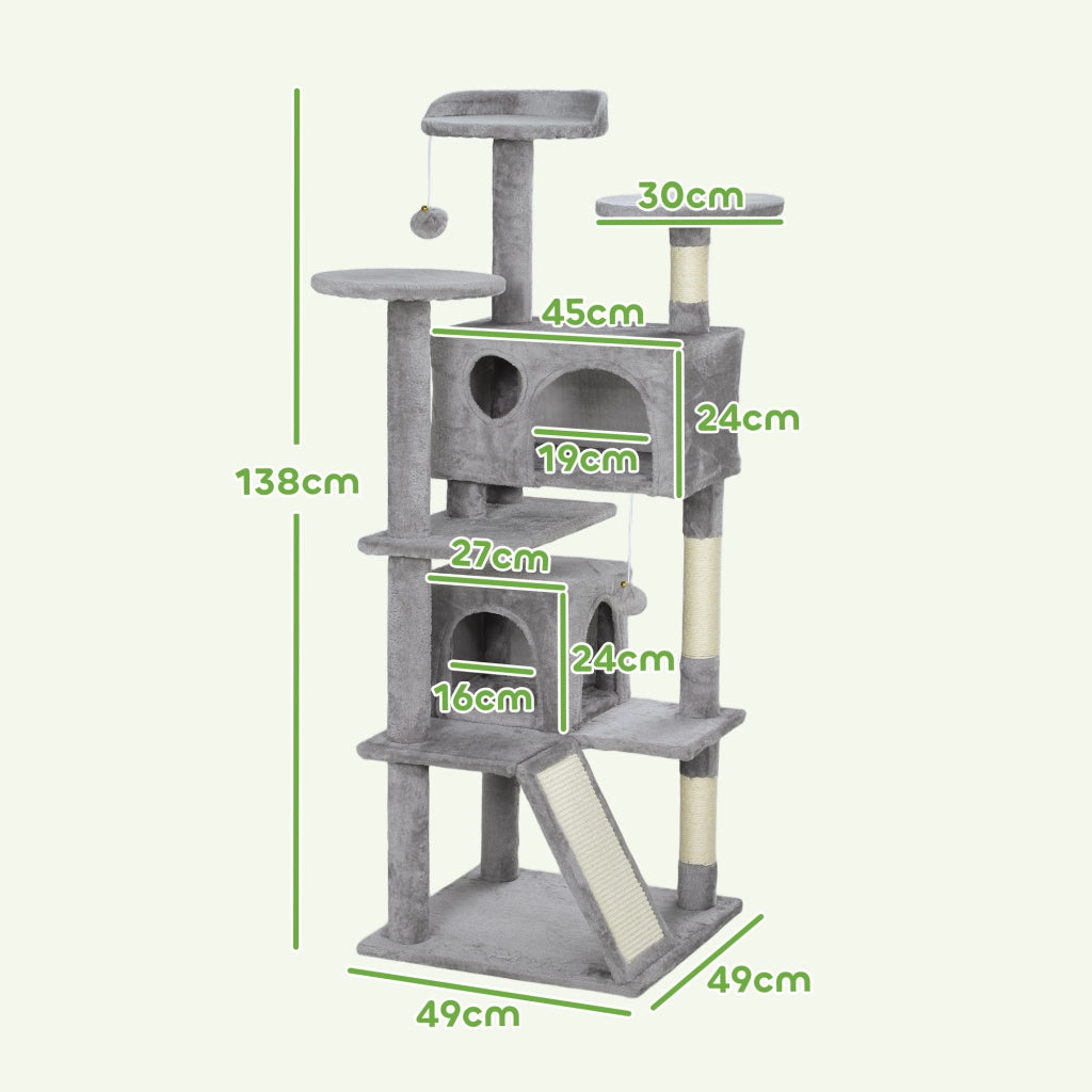 Albero per gatti ¨C zephmum ¨C 49x49x138 cm grigio chiaro