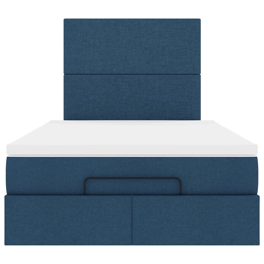 Struttura Letto Pouf con Materasso Blu 120x190 cm in Tessuto 3313063