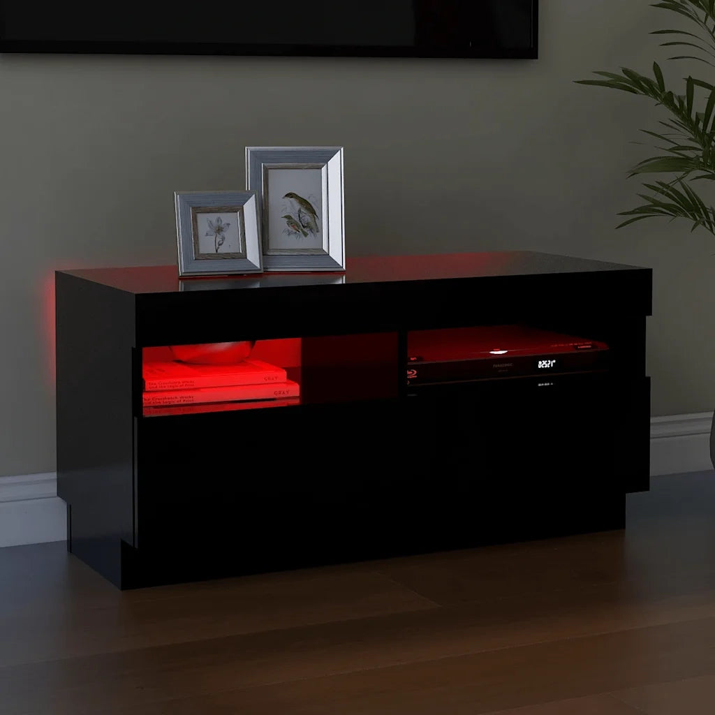 Mobile Porta TV con Luci LED-Mobile per TV-Credenza TV Nero 80x35x40 cm
