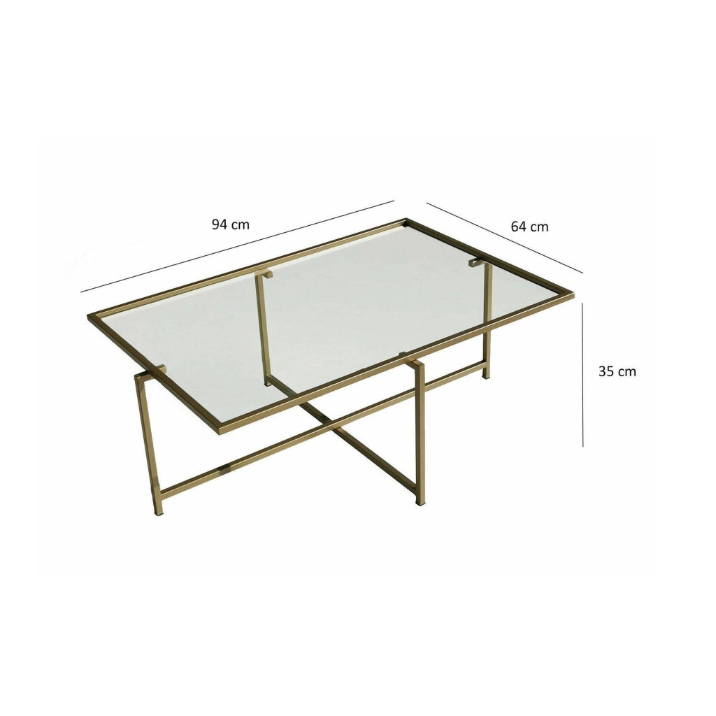 Anna, Tavolino da Salotto Cassetti, 94x64x35h cm oro
