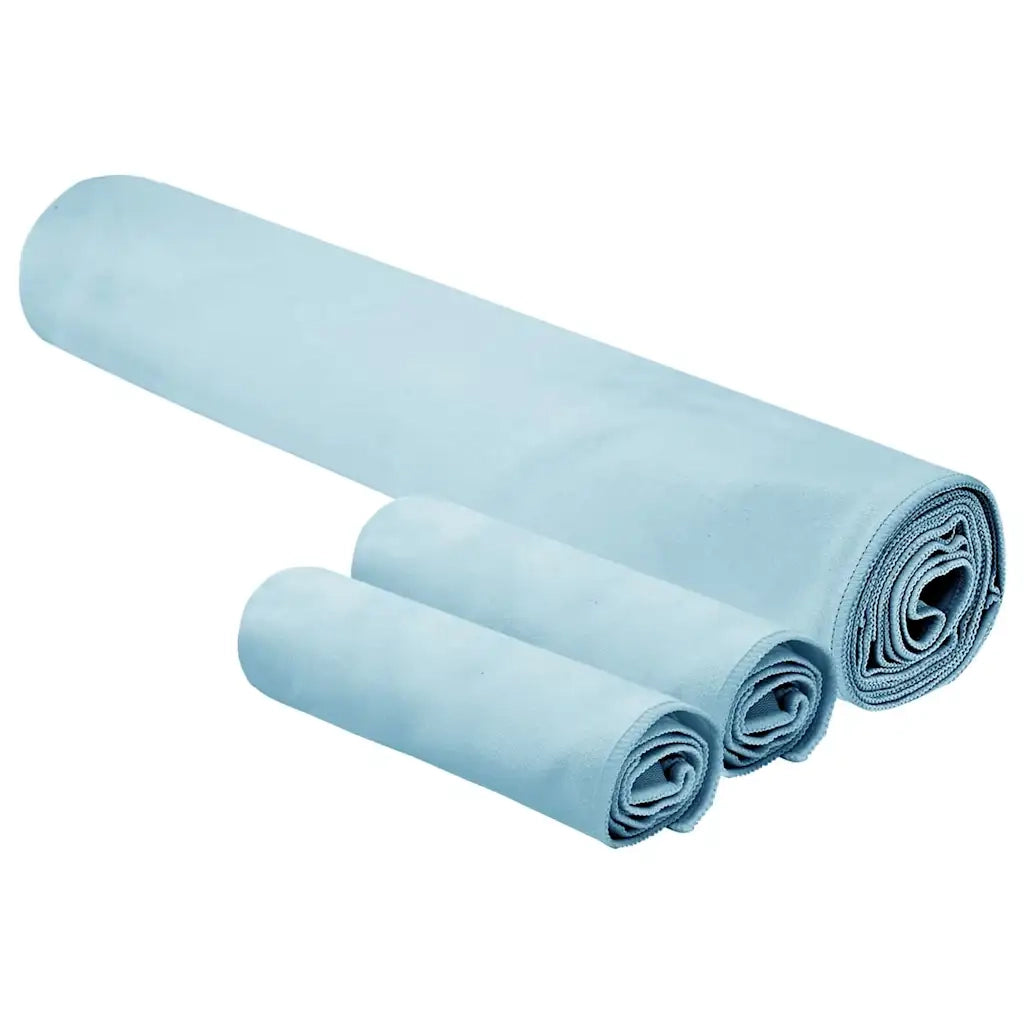Set di Asciugamani Sportivi 3 pz | Teli per bagno Blu Poliestere e poliammide