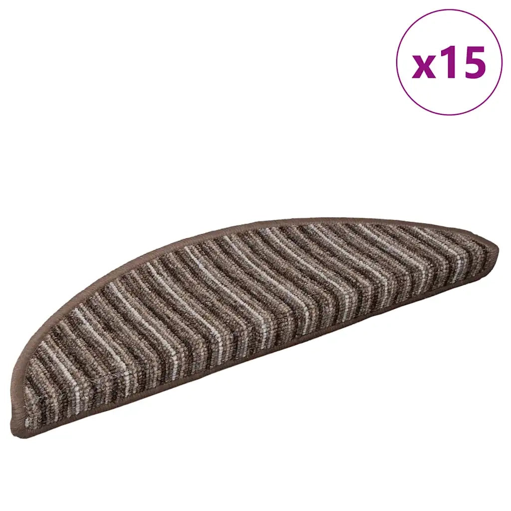 Tappetini per scale autoadesivi 15 pcs Marrone 56 x 17 x 3 cm