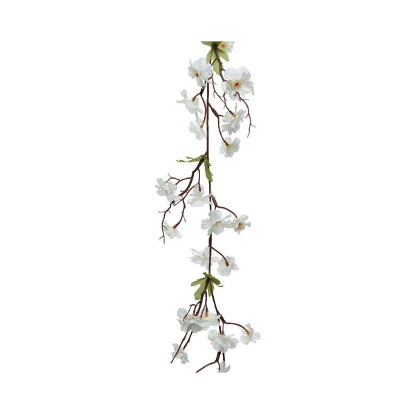 GHIRLANDA DI FIORI DI PESCO BIANCHI 15X185CM