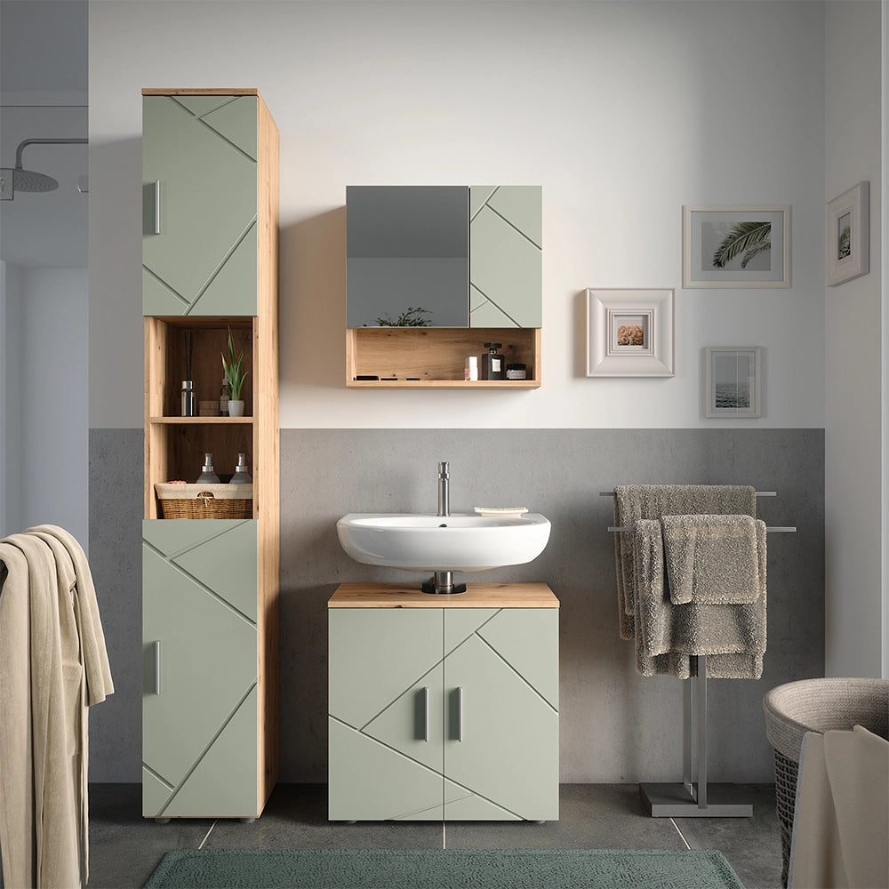 Vicco Set di mobili da bagno Verde salvia 3 parti
