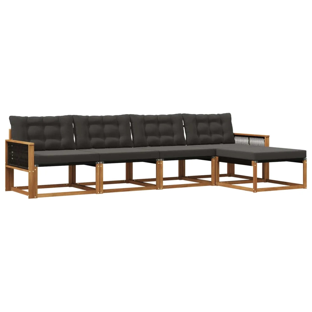 Set di divani da esterno 5 pz Naturale e Nero 3381360