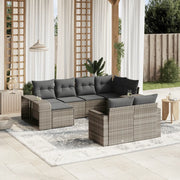 Set Divano Giardino 10 pz con Cuscini Grigio Chiaro Polyrattan