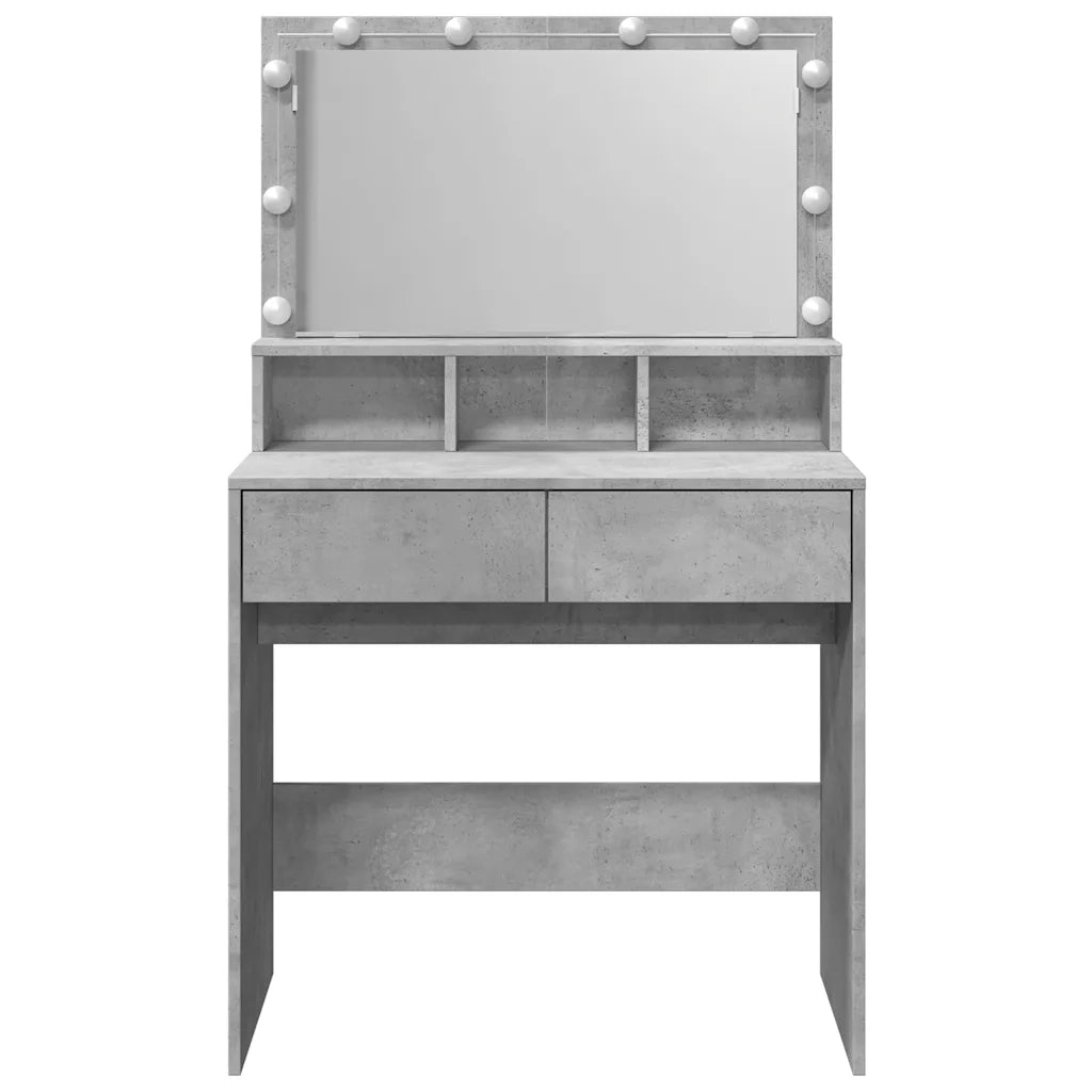 Toeletta | Tavolo da Trucco con LED Grigio Cemento 80x41x134,5 cm