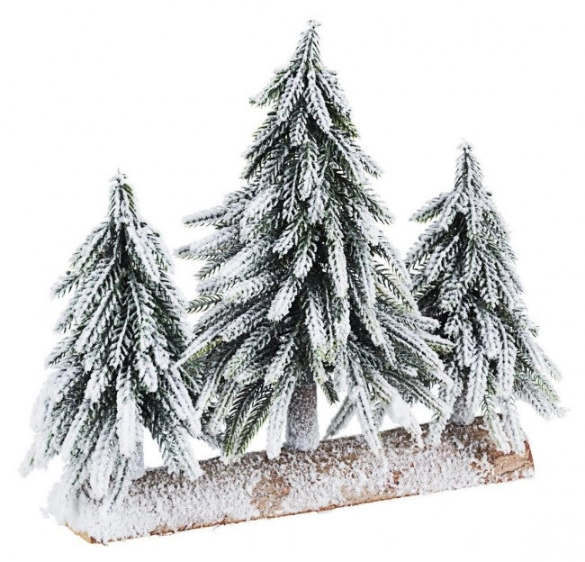 Set di 3 Pini Cimone Innevati (4 Pezzi)