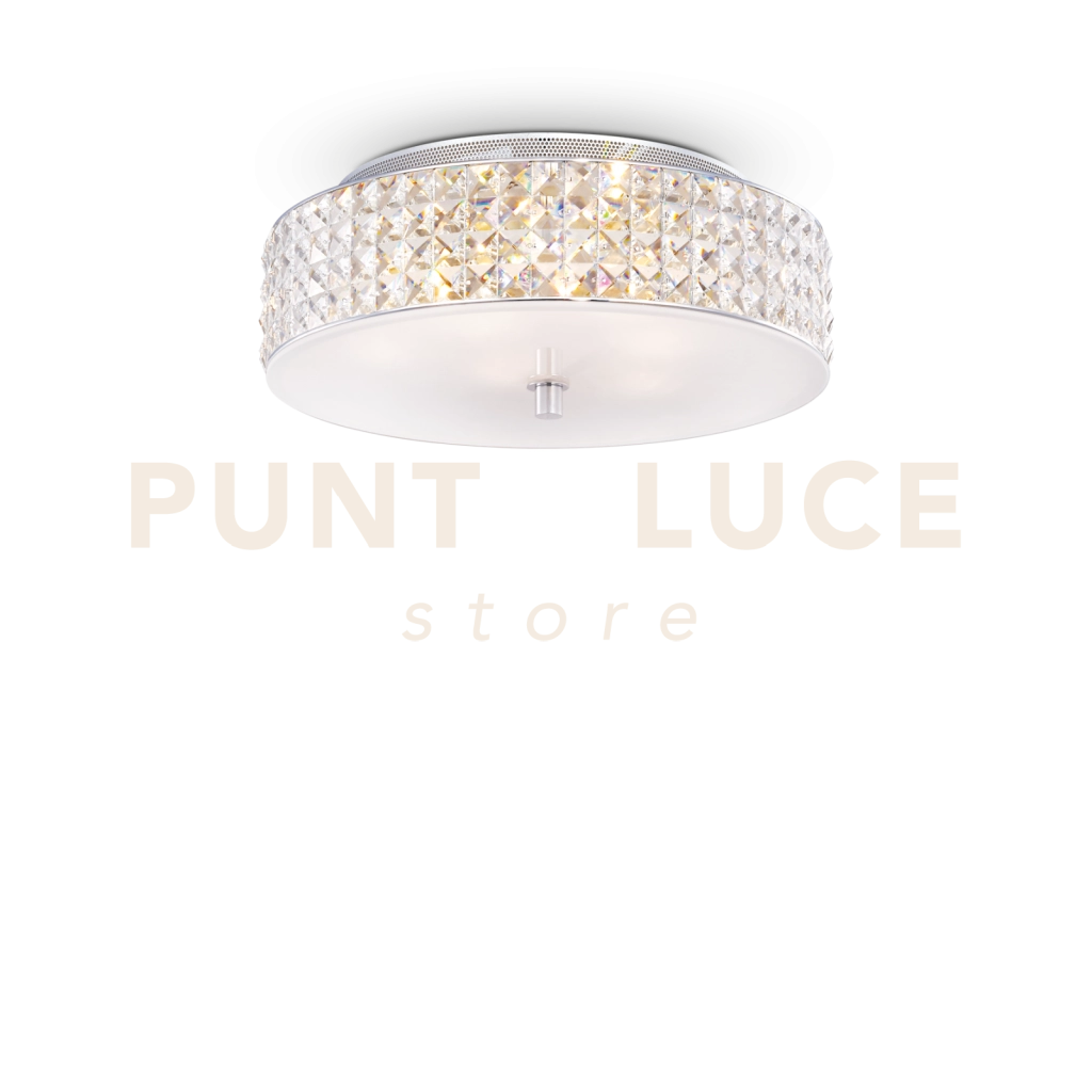 ROMA LAMPADARIO DA SOFFITTO 6 LUCI ATTACCO G9 LAMPADINE INCLUSE DETTAGLI IN CRISTALLO