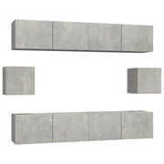 Set di Mobili Porta TV 6 pz | Armadietto TV | Mobile Porta TV Grigio Cemento in Legno Multistrato