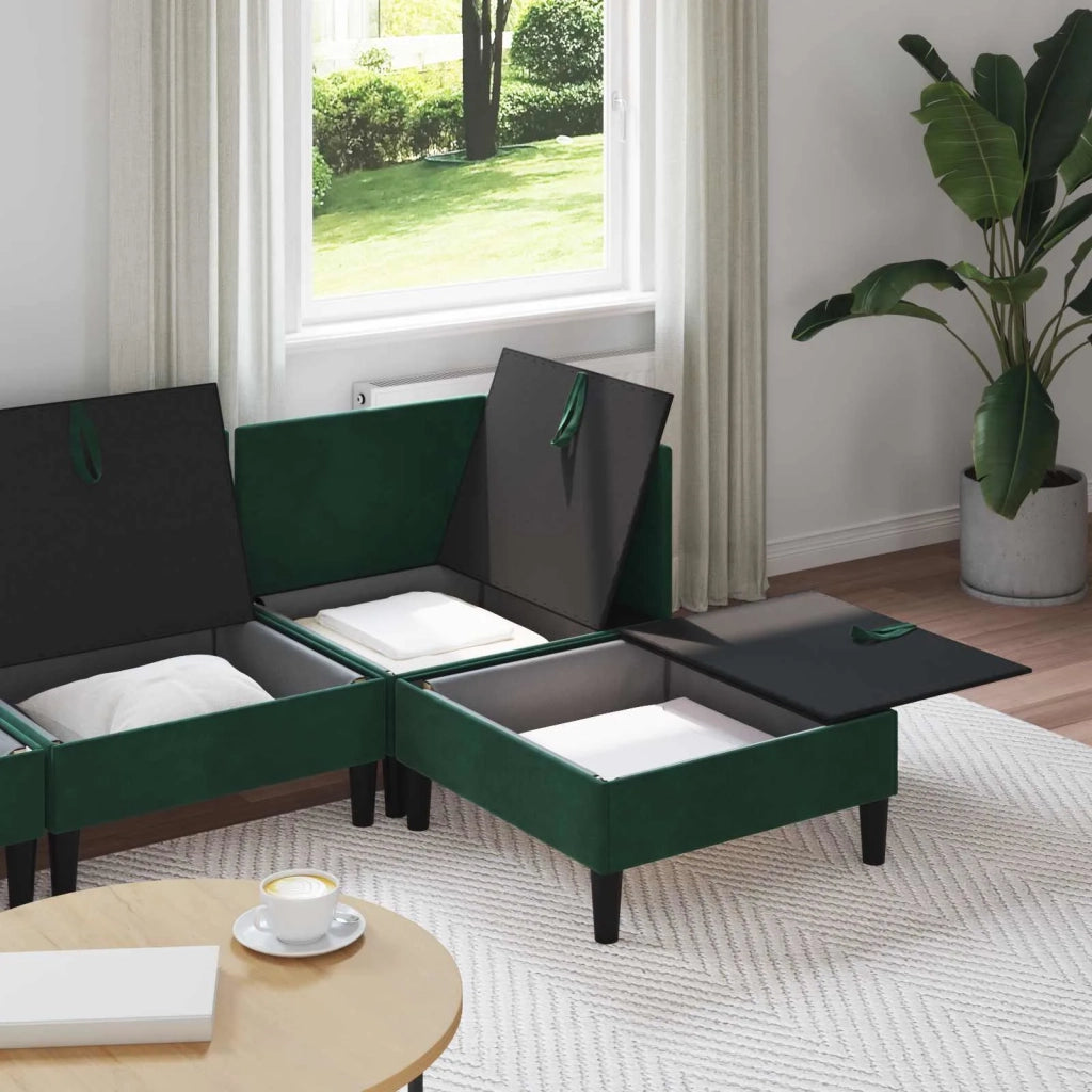 Set di mobili per il soggiorno 4 pcs Verde Scuro Velluto