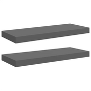 2 pz Scaffali a Parete | Ripiano a parete | Mensole a Parete Grigio Lucido 60x23,5x3,8 cm in MDF