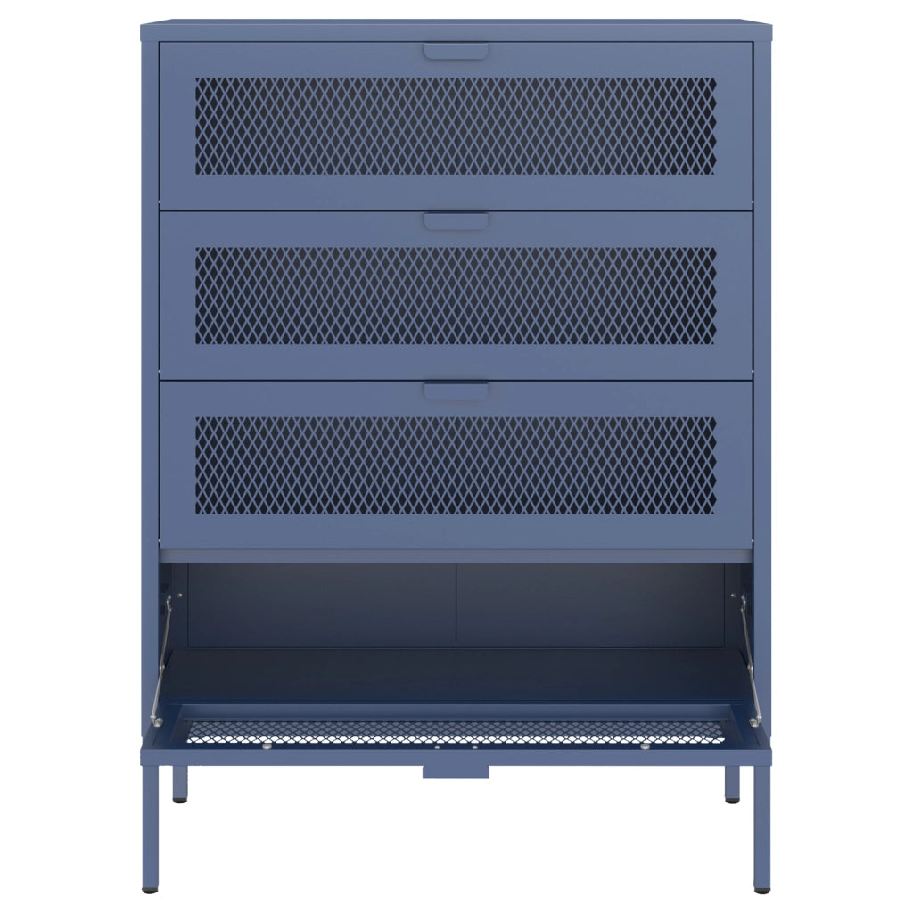 Scarpiera EMMA a 4 ante in metallo grigio-blu