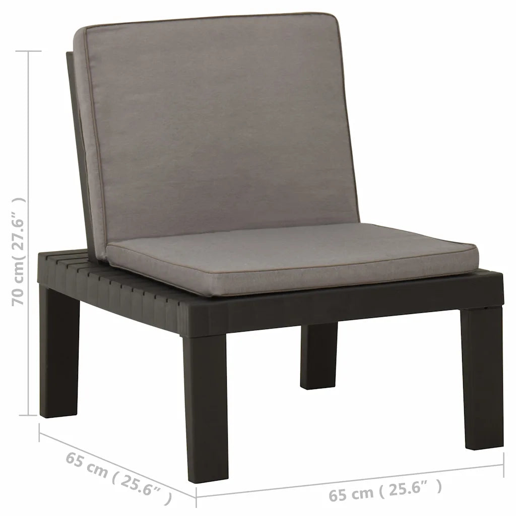 Poltroncina-Poltrona da Giardino con Cuscino in Plastica Grigia