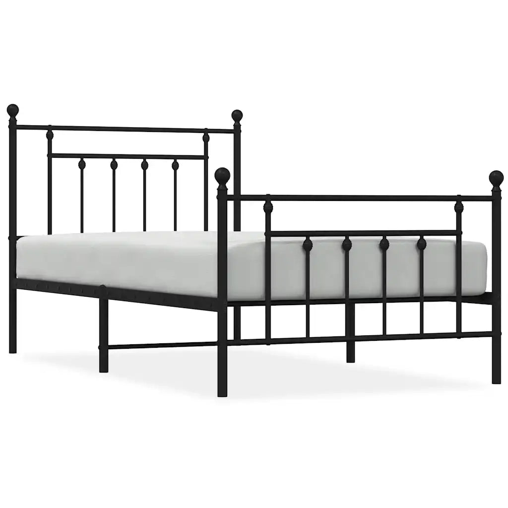 Giroletto con Testiera e Pediera Metallo Nero 100x190 cm 353549