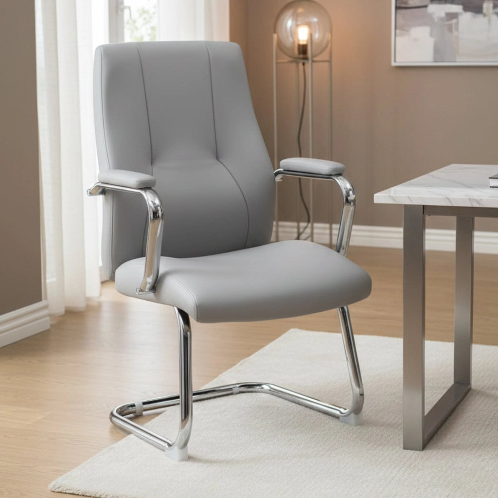 Sedia da ufficio Lucana, Seduta sala da attesa con braccioli per ufficio, Seduta ergonomica da attesa, 61x58h101 cm, Grigio
