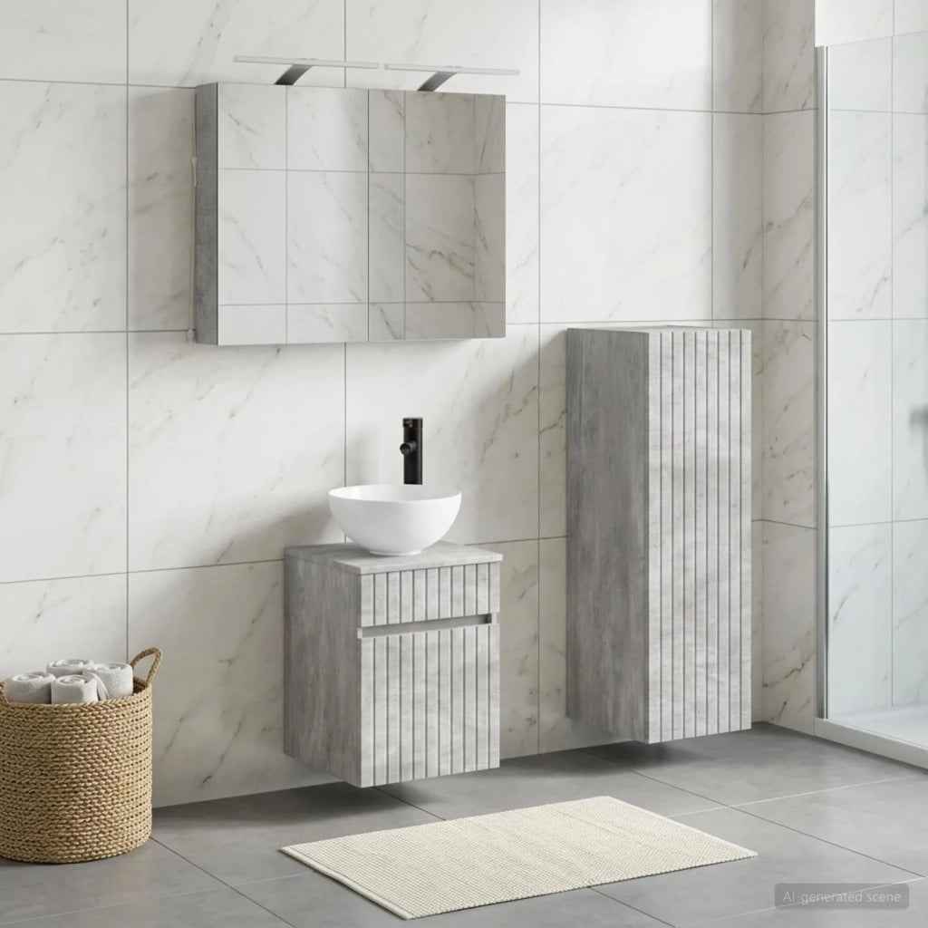 Set di mobili per il bagno 4 pz Grigio Cemento 3407458