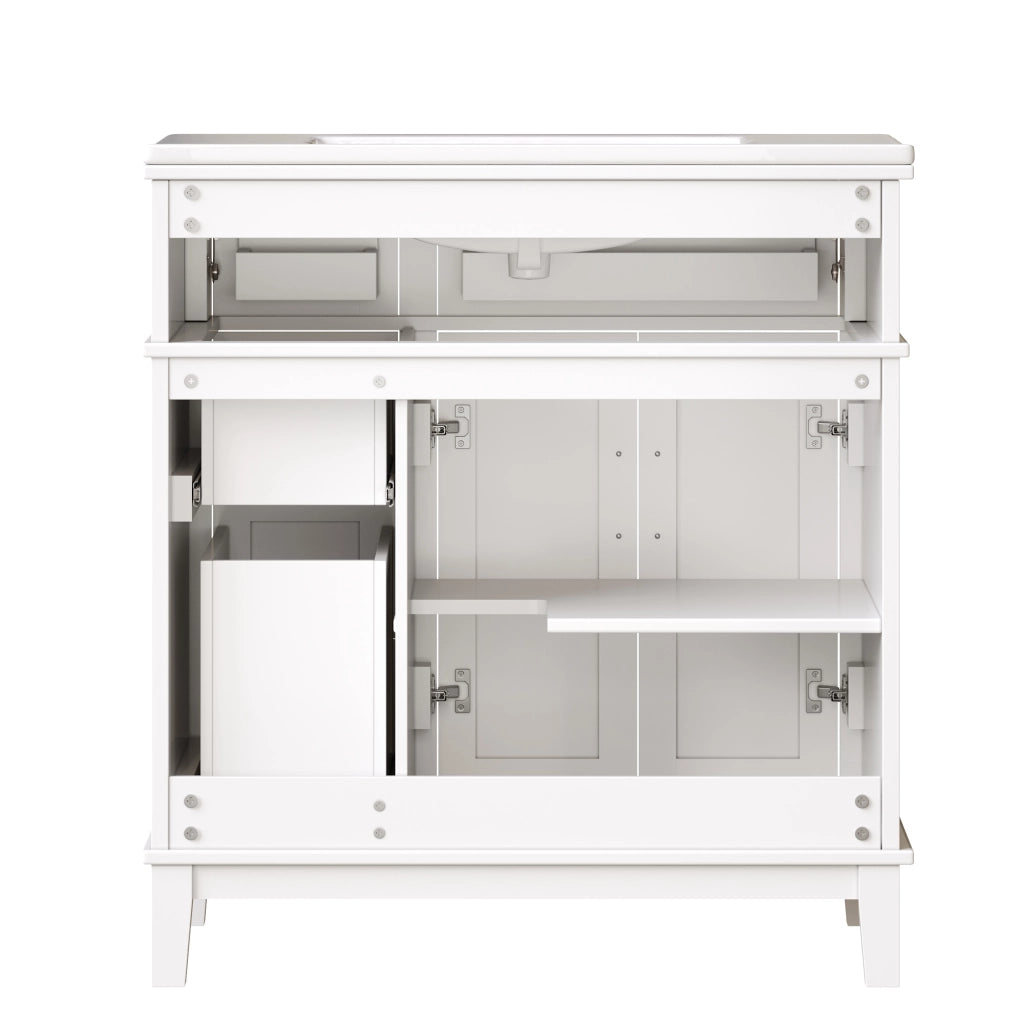 Mobile Bagno con Lavabo in Ceramica ¨C MINIMAL ¨C Cassetti, Soft-Close, Bianco