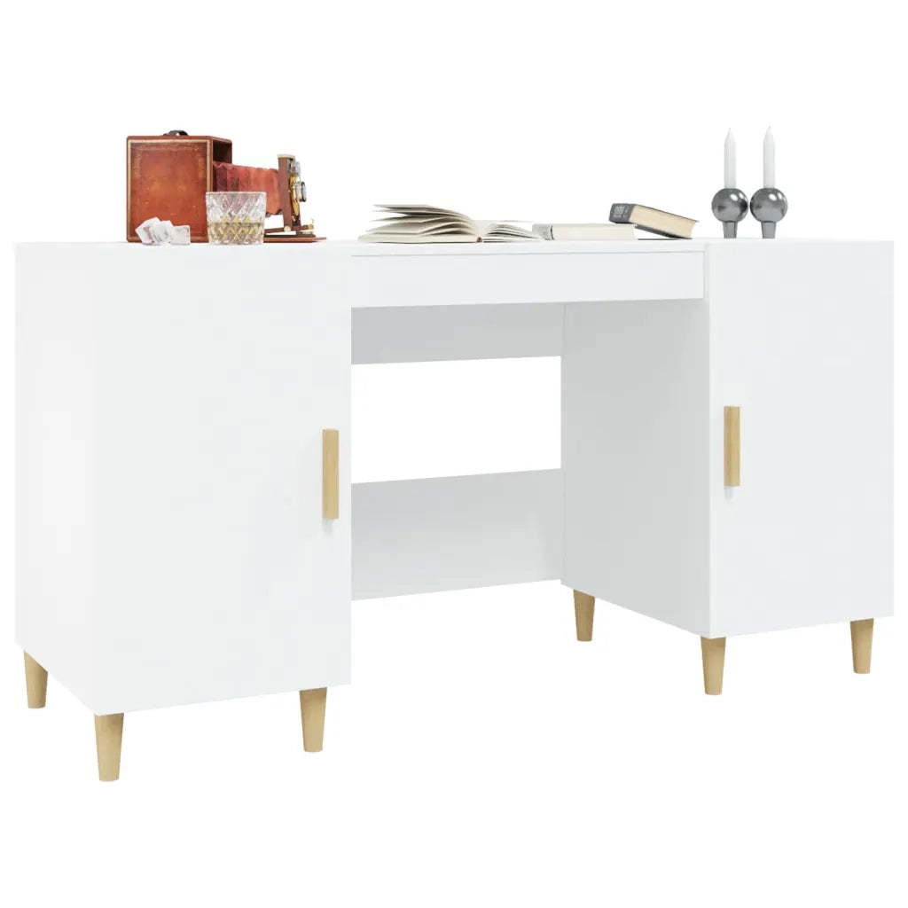 Scrivania Bianca 140x50x75 cm in Legno Multistrato cod mxl 73579