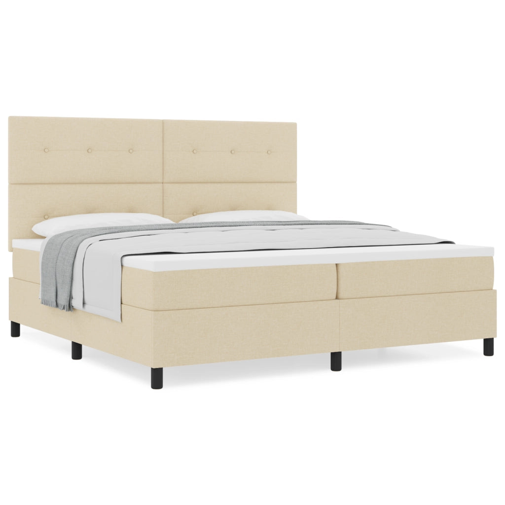 Letto a Box Spring con Materasso Crema 200x200 cm Tessuto