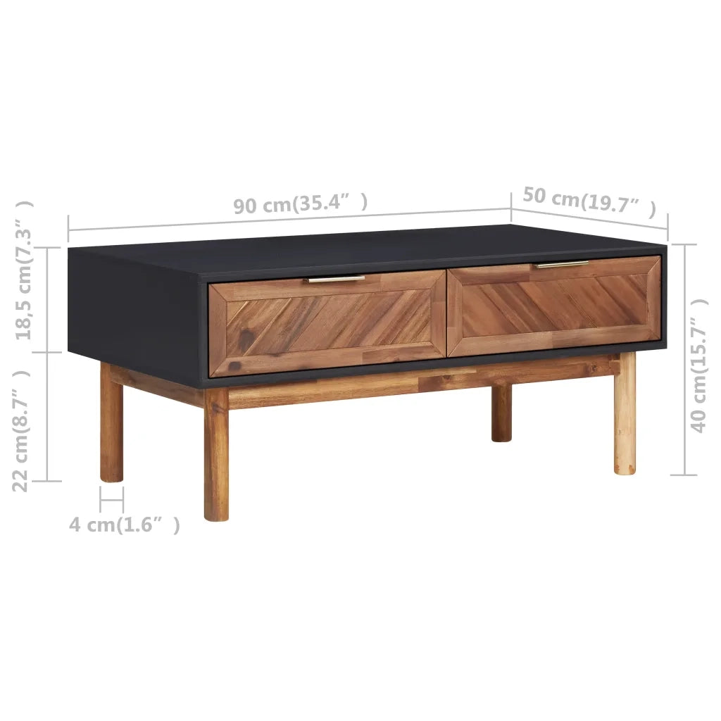 Tavolino da CaffÃ¨ 90x50x40 cm in Legno Massello di Acacia e MDF cod mxl 18806