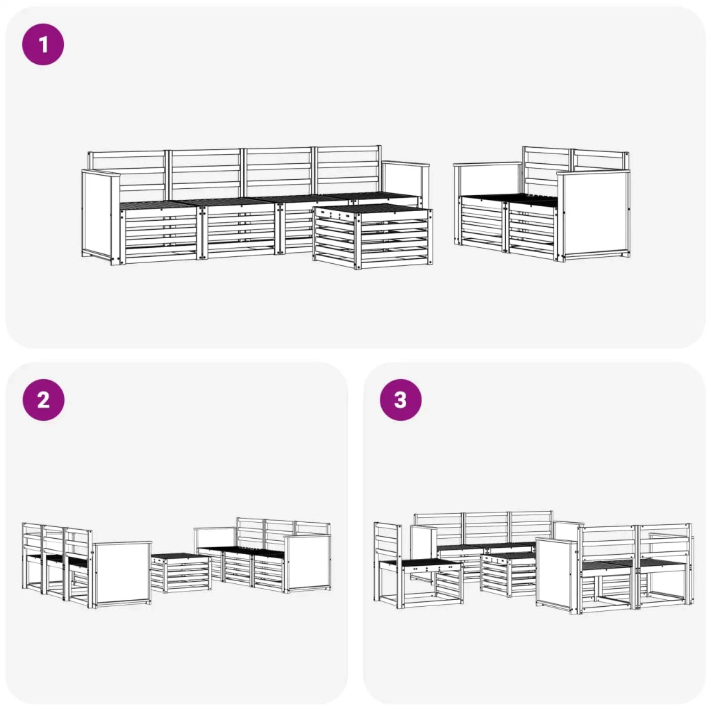 Set di divani da esterno 7 pz Naturale Legno di Acacia Massello 3384045