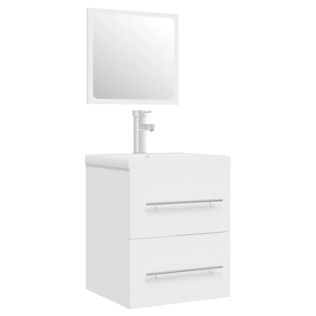 Mobile Bagno con Lavabo Integrato-Lavandino-Lavabo Bianco in Legno Multistrato 878185