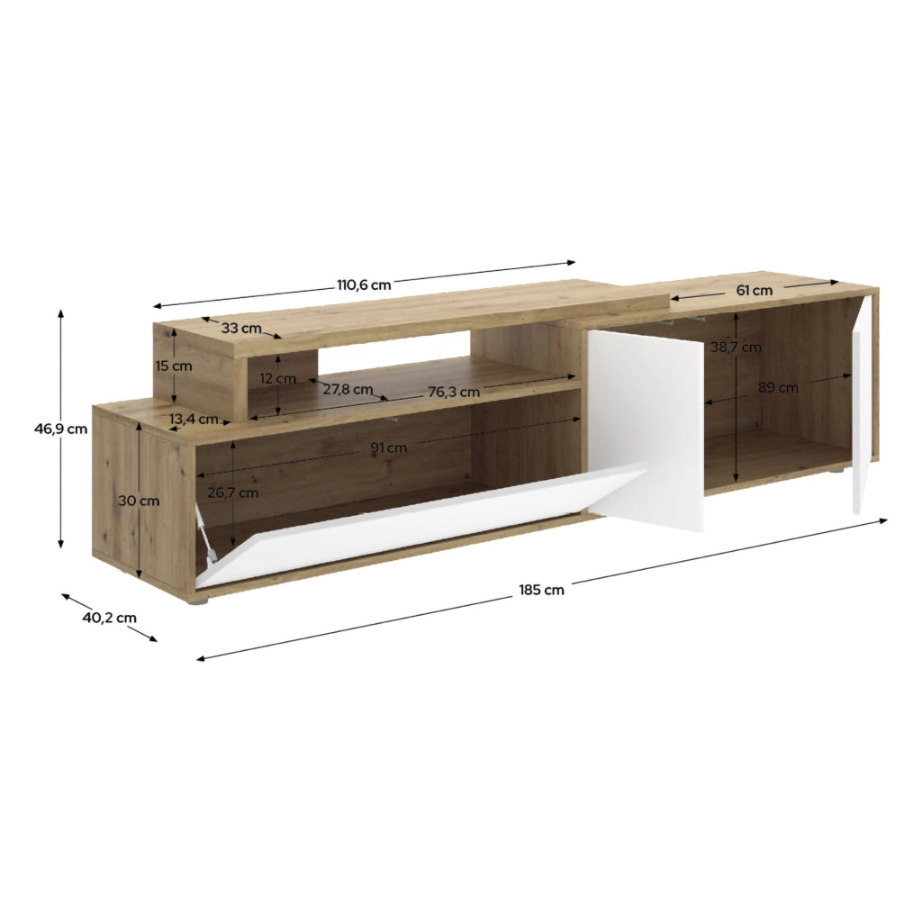 Benton, Mobile Porta tv Modulabile, 40x185x47h cm Bianco
