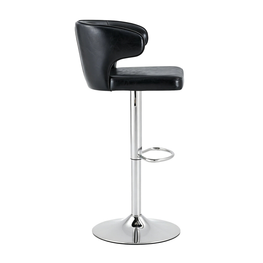 Sgabello da bar girevole regolabile in altezza con schienale ergonomico, nero, seduta imbottita