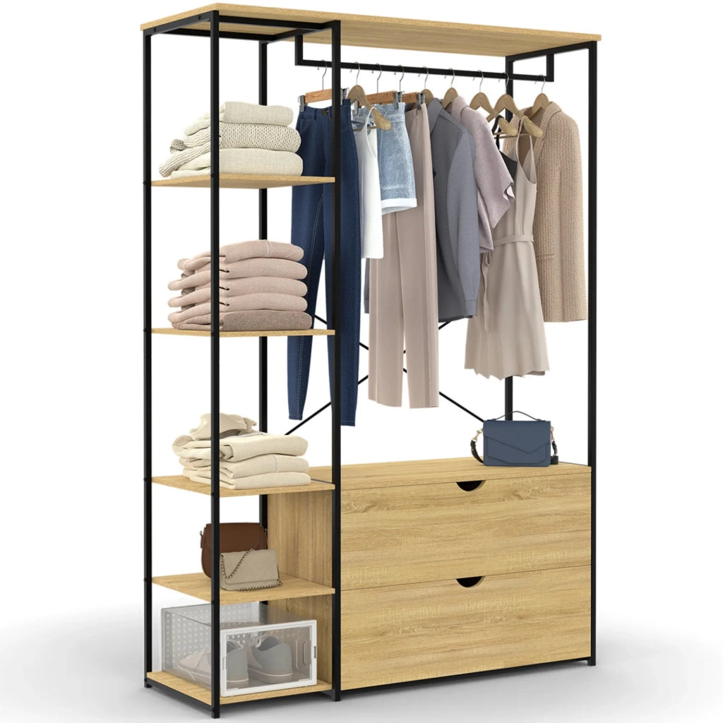IDMarket - Armadio con ripiani L. 113 cm DETROIT 2 cassetti design industriale