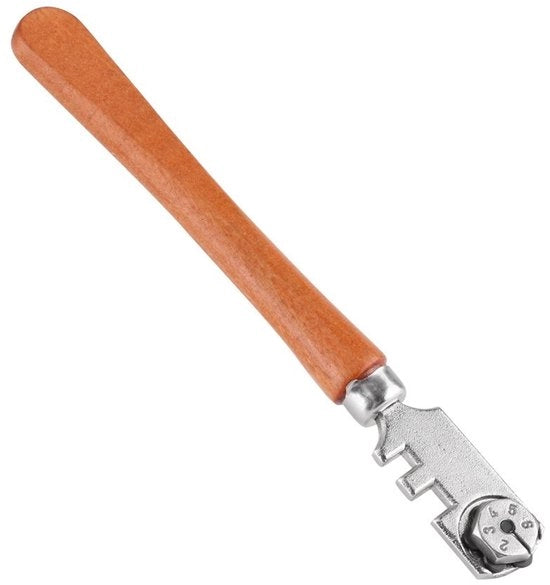 Taglierino per vetro Professionale - 6 Ruote - Spessore di taglio 4-10 mm - Maniglia in legno - Peso 18 g - Adatto per opere d'arte - Strumento per vetro