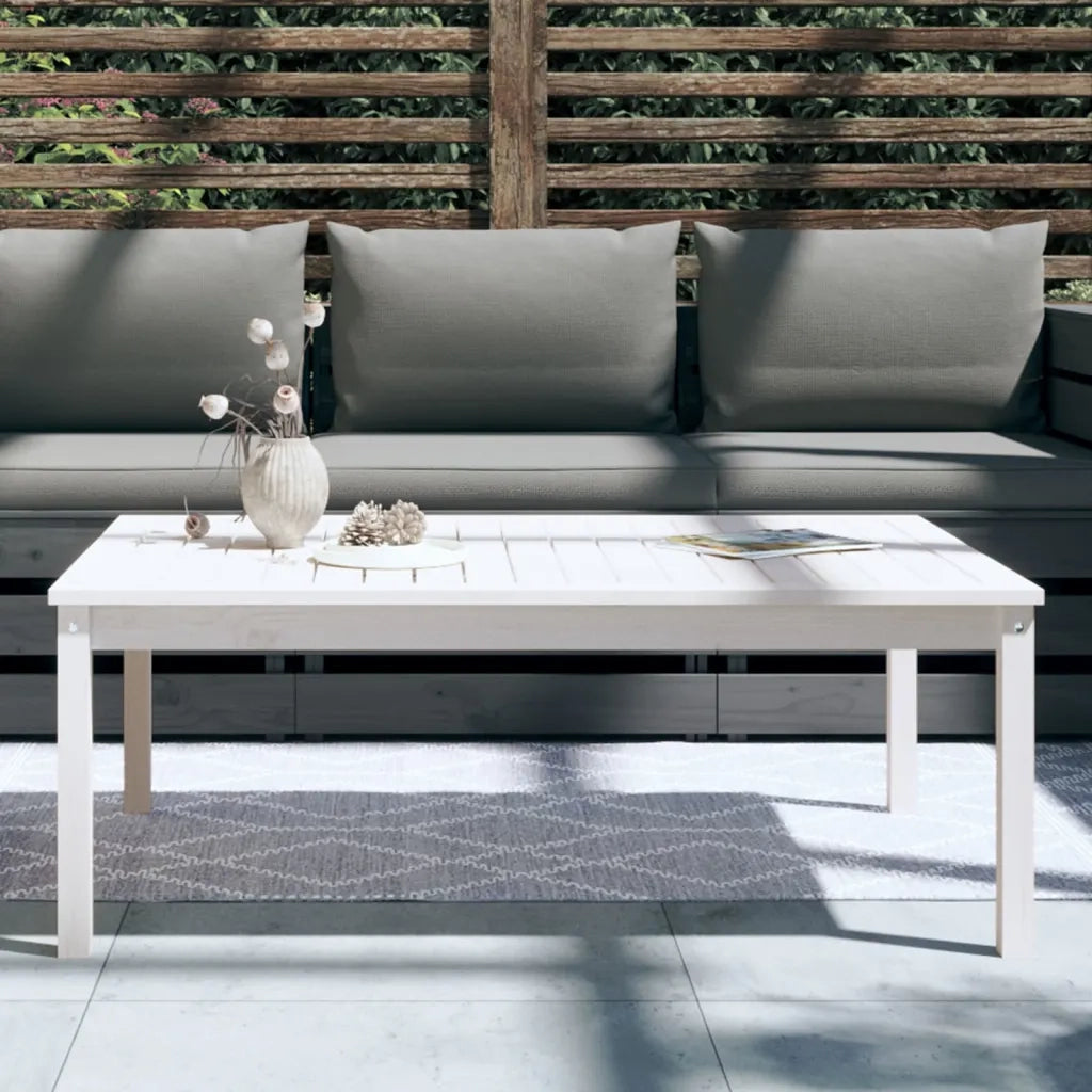 Tavolo da Giardino | Tavolino da esterno Bianco 121x82,5x45 cm Legno Massello di Pino