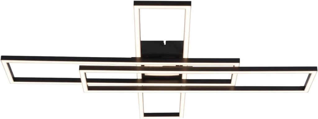 ZMH Lampada da soffitto plafoniera LED 56W nera dimmerabile telecomando design rettangolare per camera letto cucina
