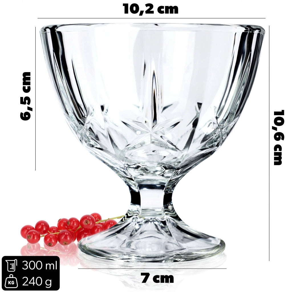 Set di 6 coppette da gelato in vetro KADAX da 300 ml.