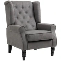 Poltrona da Salotto Stile Francese con Gambe in Legno e Cuscini Sfoderabili, 74x86x102 cm, Grigio