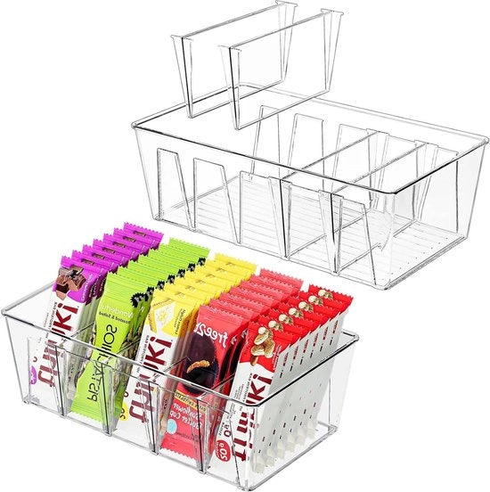 Sistema di archiviazione per cucina - Cassetti di stoccaggio trasparenti in plastica con ripartitori - Set da 2 

Nota: Ho mantenuto il modello di prodotto "Set da 2" per mantenere la specifica tecnica.