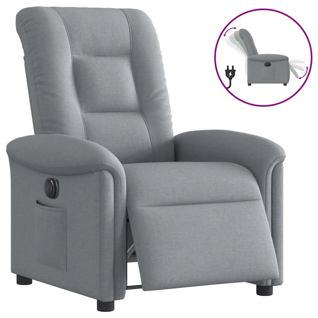 Poltrona Elettrica Reclinabile Grigio Chiaro in Tessuto 3303234