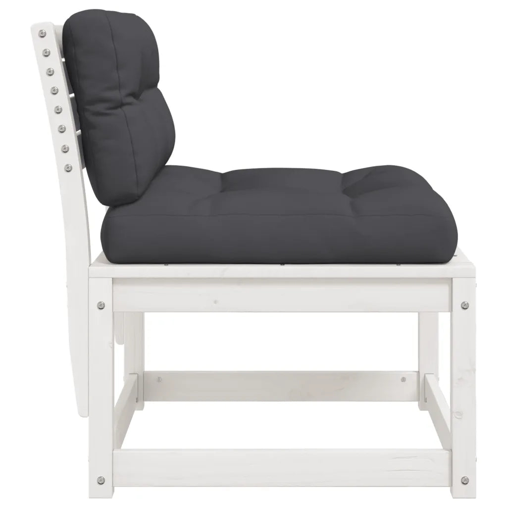Divano con Cuscini-Sofa Modulare-Divanetto in Legno Massello di Pino Bianco