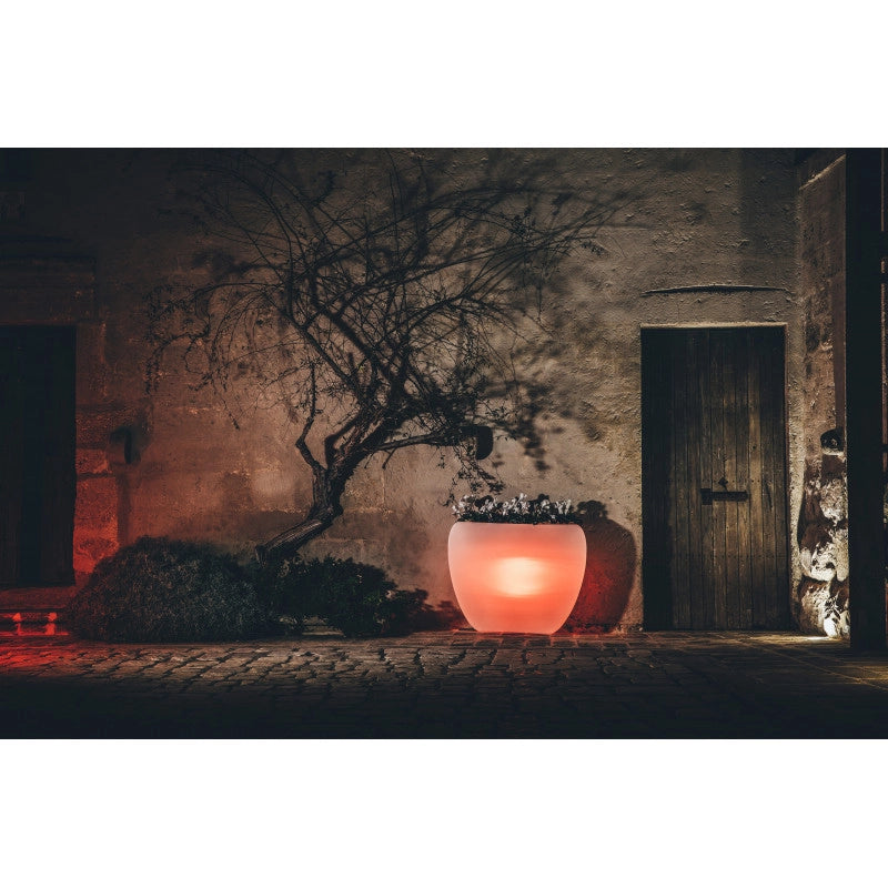 Vaso luminoso moderno di design 100x31 H80 in polimero resistente con LED rosso per interno ed esterno - Made in Italy - Monacis