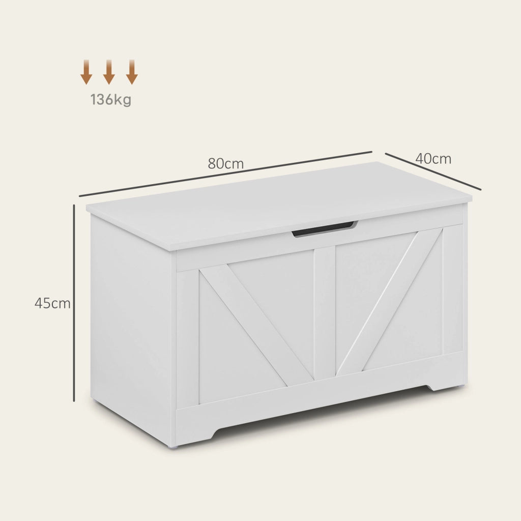 Pouf Contenitore con Coperchio ¨C Zephmum ¨C Bianco 80x40x45 cm