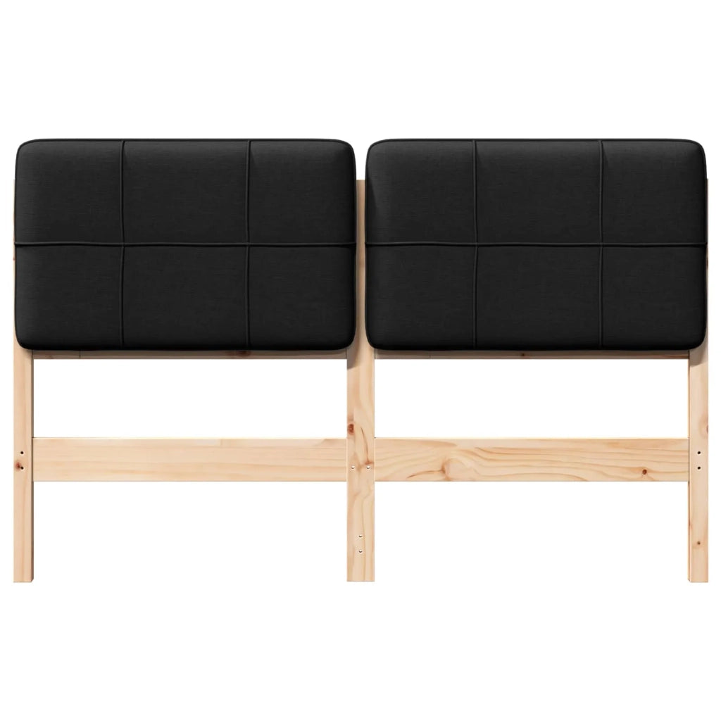Testiera imbottita Marrone e Nero 140 cm Pino massello 880125