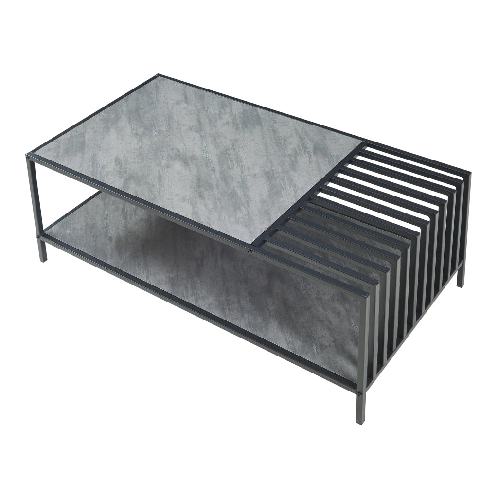 Tavolino Centrale da Salotto Pärghos 120x60x45 cm Nero / Effetto Cemento [en.casa]