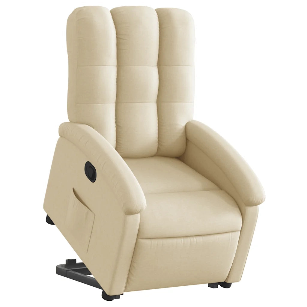 Poltrona | Sedia Relax Alzapersona Reclinabile Crema in Tessuto