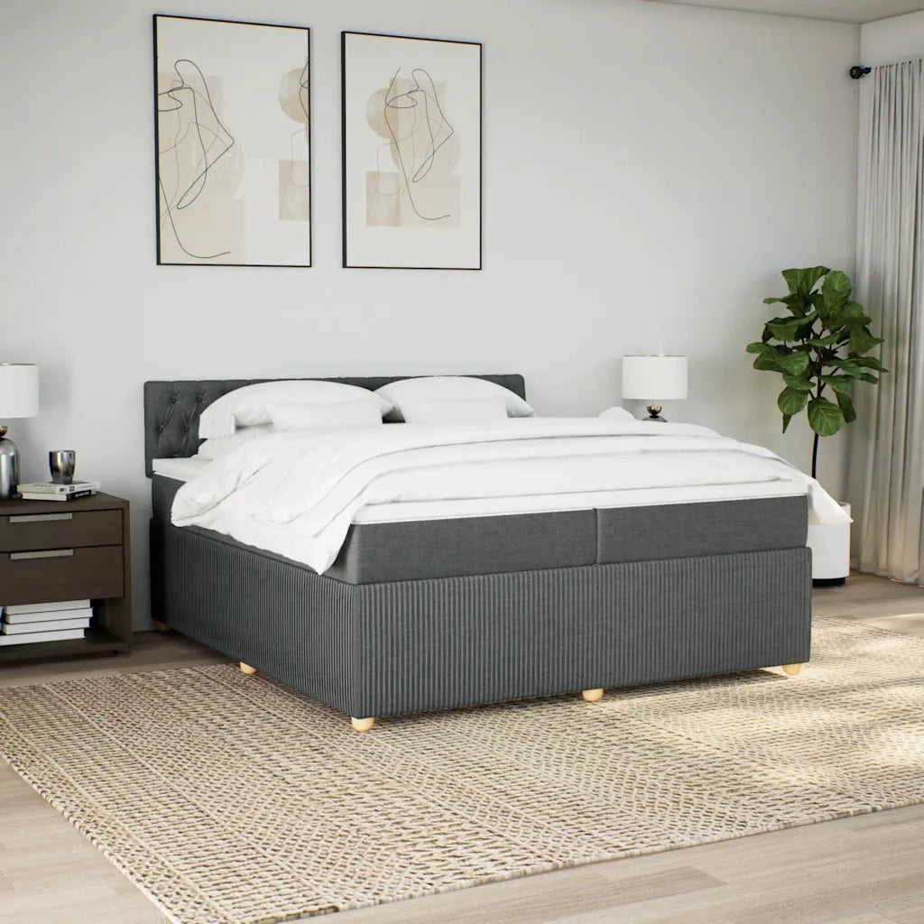 vidaXL Giroletto a Molle con Materasso Grigio Scuro 200x200 cm Tessuto