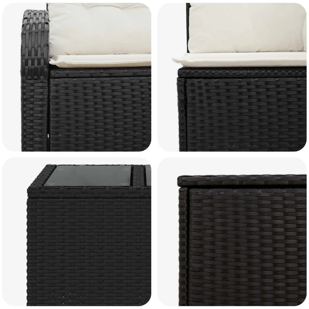 Set di divani 8 pz Nero e Bianco Crema 3448099