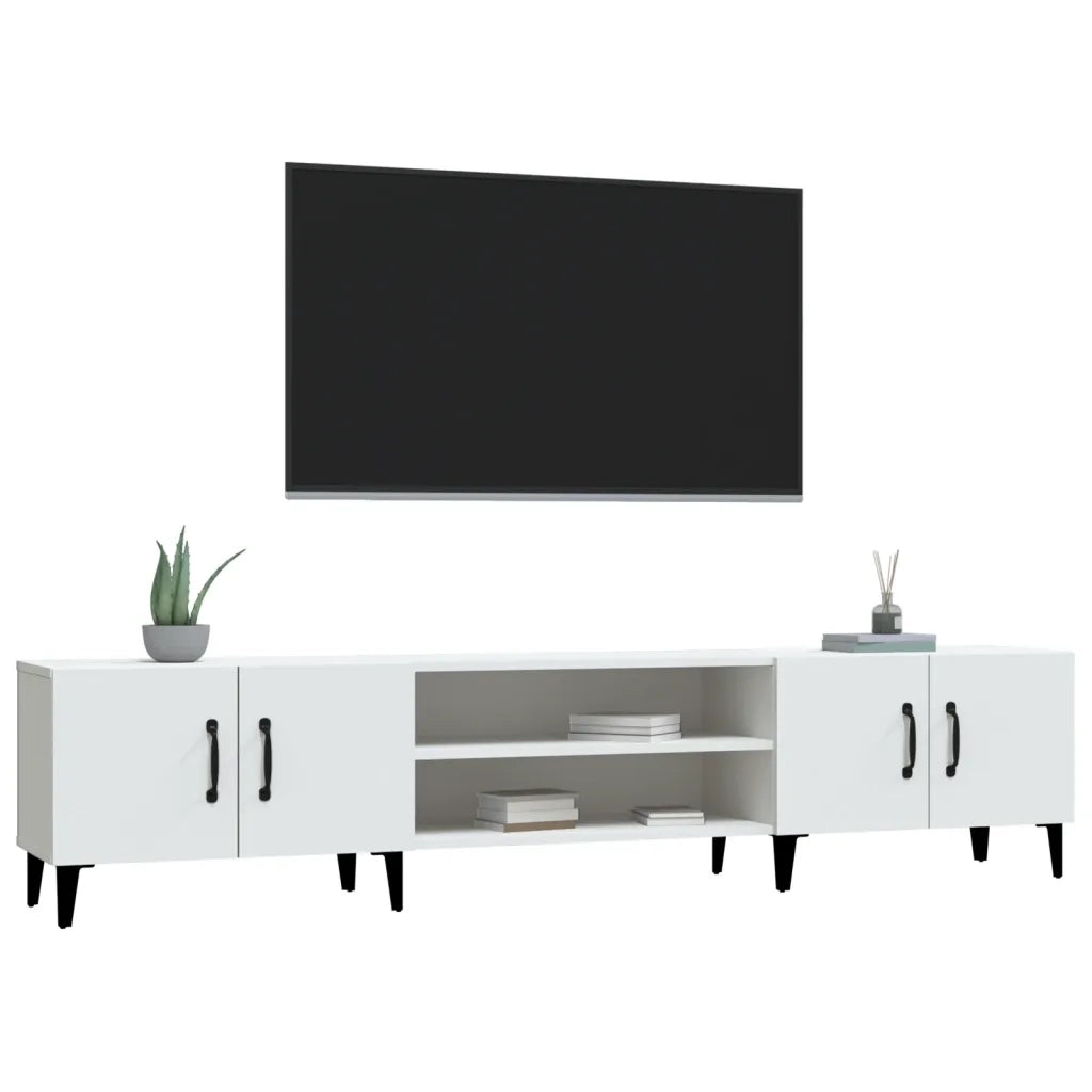 Mobile TV Bianco 180x31,5x40 cm in Legno Massello di Argilla 816264