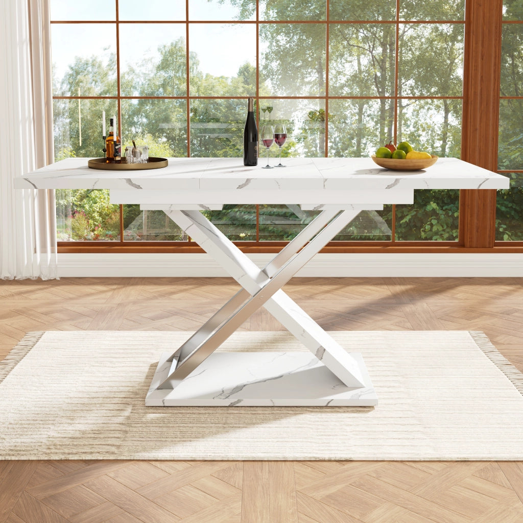 TAVOLO Allungabile 118-157x75 cm Bianco MDF e Metallo