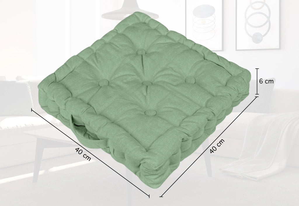 6 Pezzi Cuscini Sedia Quadrati Alti Mattonella Trapuntati 40x40 Cm Altezza 6 Cm Cuscino Spesso Cucina Interno Esterno Coprisedia Cuscino Da Pavimento Con Maniglia  Salvia