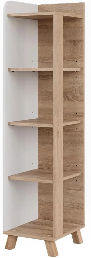 Mensola da bagno Karen, Sonoma/blu, 30 x 128 cm con 4 scomparti, per la conservazione di accessori da bagno e combinabile