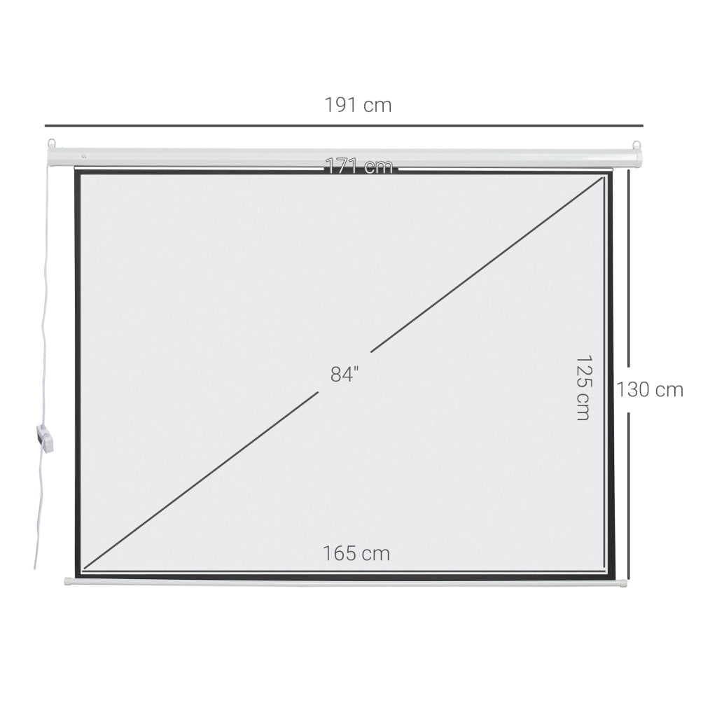 EasyComfort Telo Proiettore 84" Formato 4:3 con Telecomando, in Tessuto Plastico e Metallo, 171x130 cm, Bianco